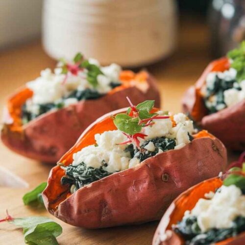 Spinach And Feta Stuffed Sweet Potatoes Recipe