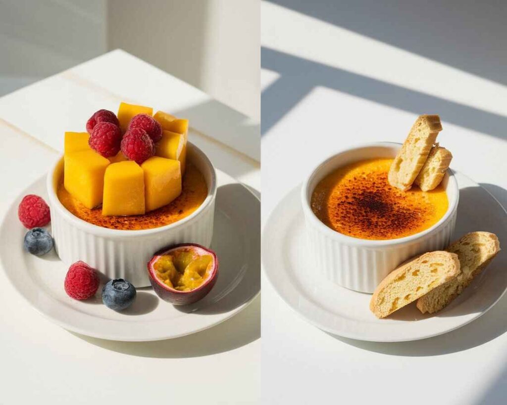 Mango Creme Brulee Pairings Split Image